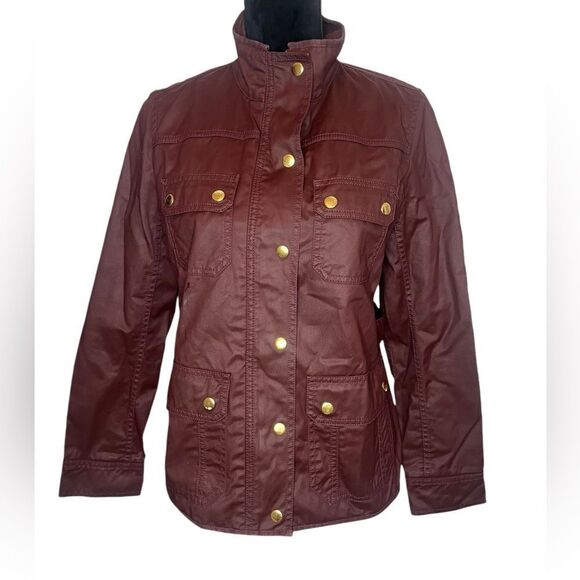 J.CREW “THE DOWNTOWN” BURGUNDY RELAXED FALL JACKET WOMENS SIZE SMALL - Picture 3 of 7